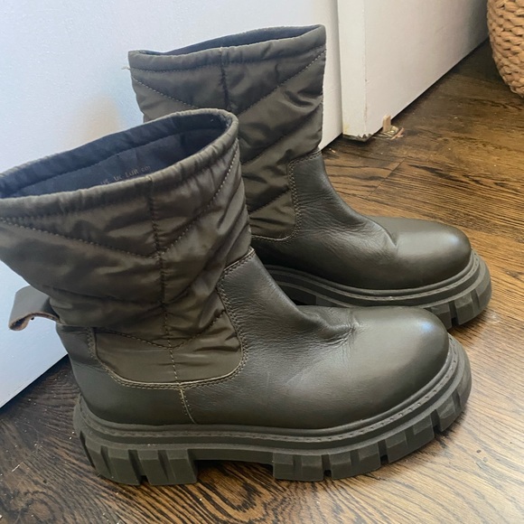 Sam Edelman Orleans Olive Pull On Mid Calf Lug Sole Chunky Heel Winter Boots - Picture 3 of 6